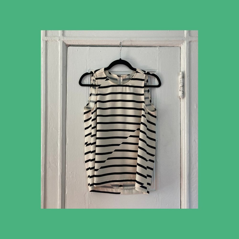 Madewell Navy-and-ivory Striped Structural Blouse